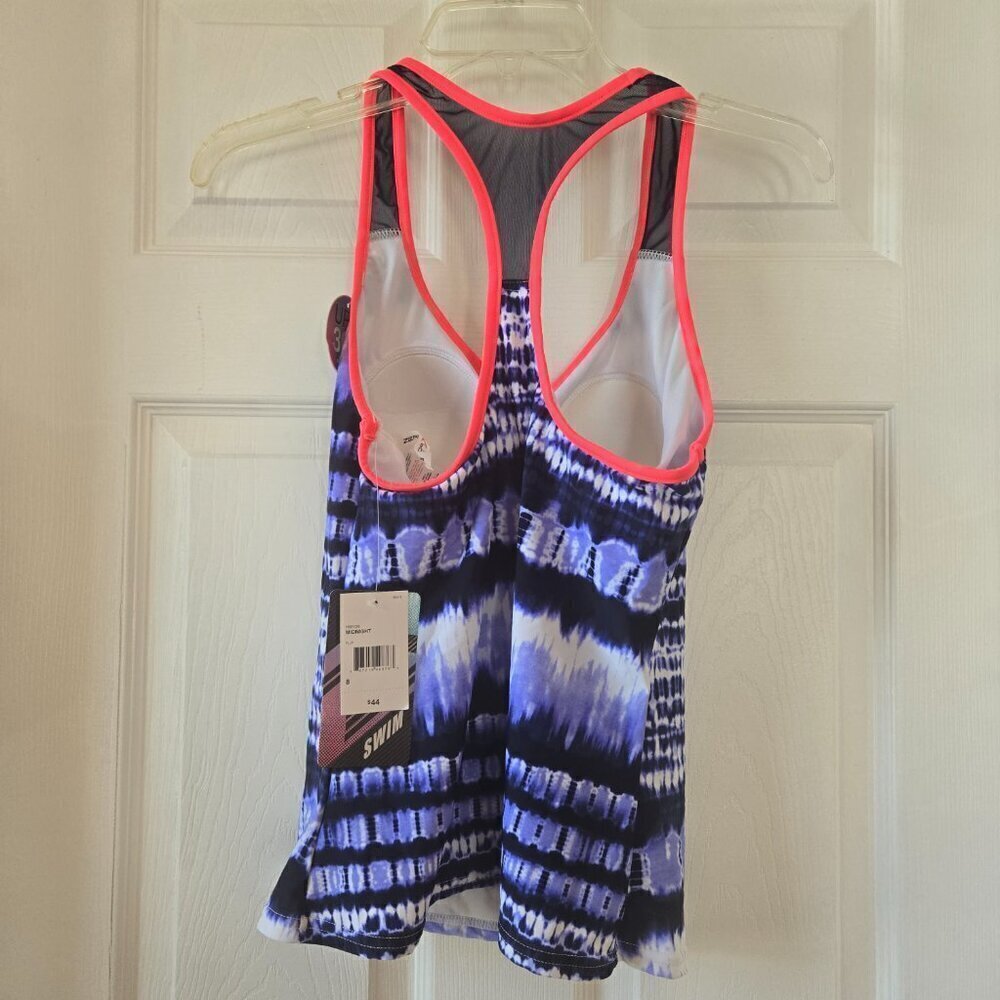 ZeroXposur Women Midnight Blue Pink Trim Racerback Padded Bra Tankini Swim Top 8 - Picture 2 of 13